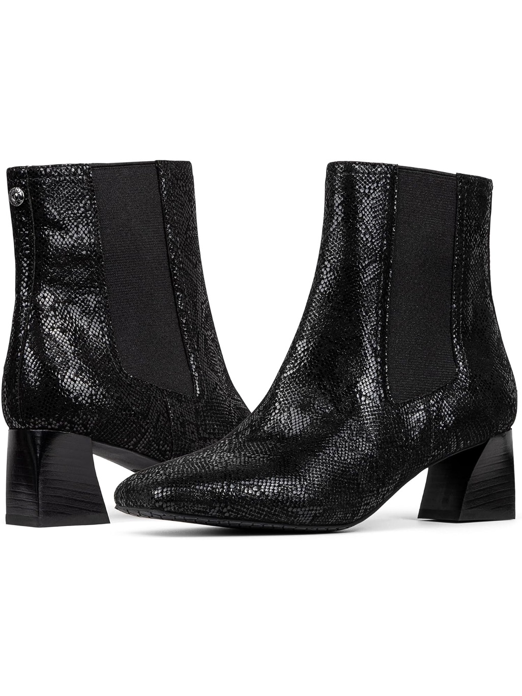 Nydj Black Textured Chelsea Block Heel Ankle Boots